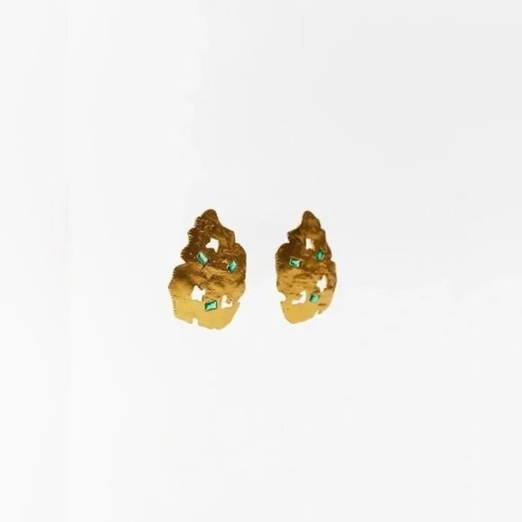 New Zara Golden Textured Irregular Metal Earrings 1124/249 Bloggers Fav ✨🔥 - Picture 4 of 7